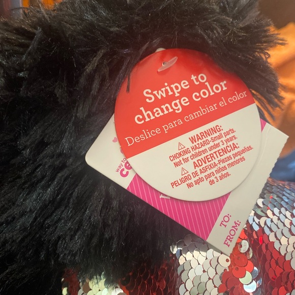 Red & Black color Changing Sequined Hearts Dachshund Dog Pet Plush Toy - Picture 6 of 6